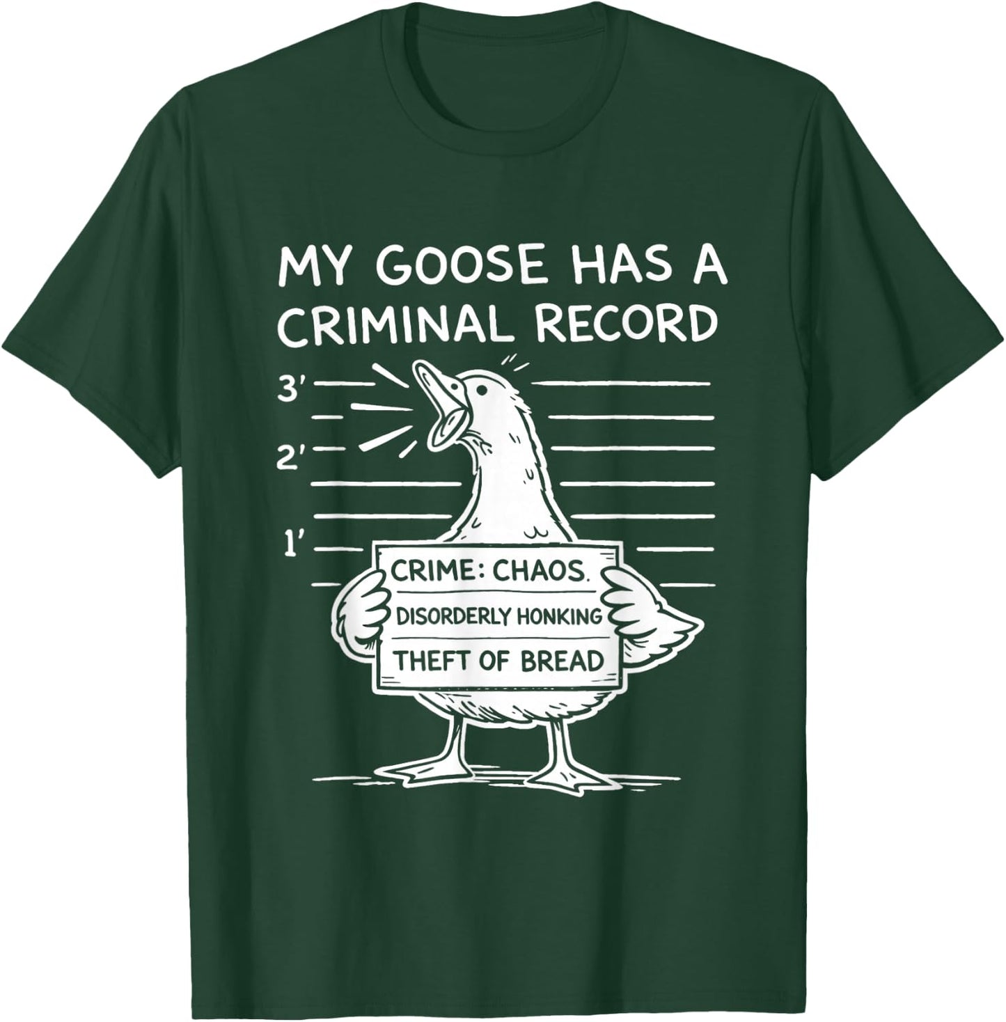 My Goose Has a Criminal Record - Funny Chaos Honking Meme T-Shirt - T-Shirt | Forest
