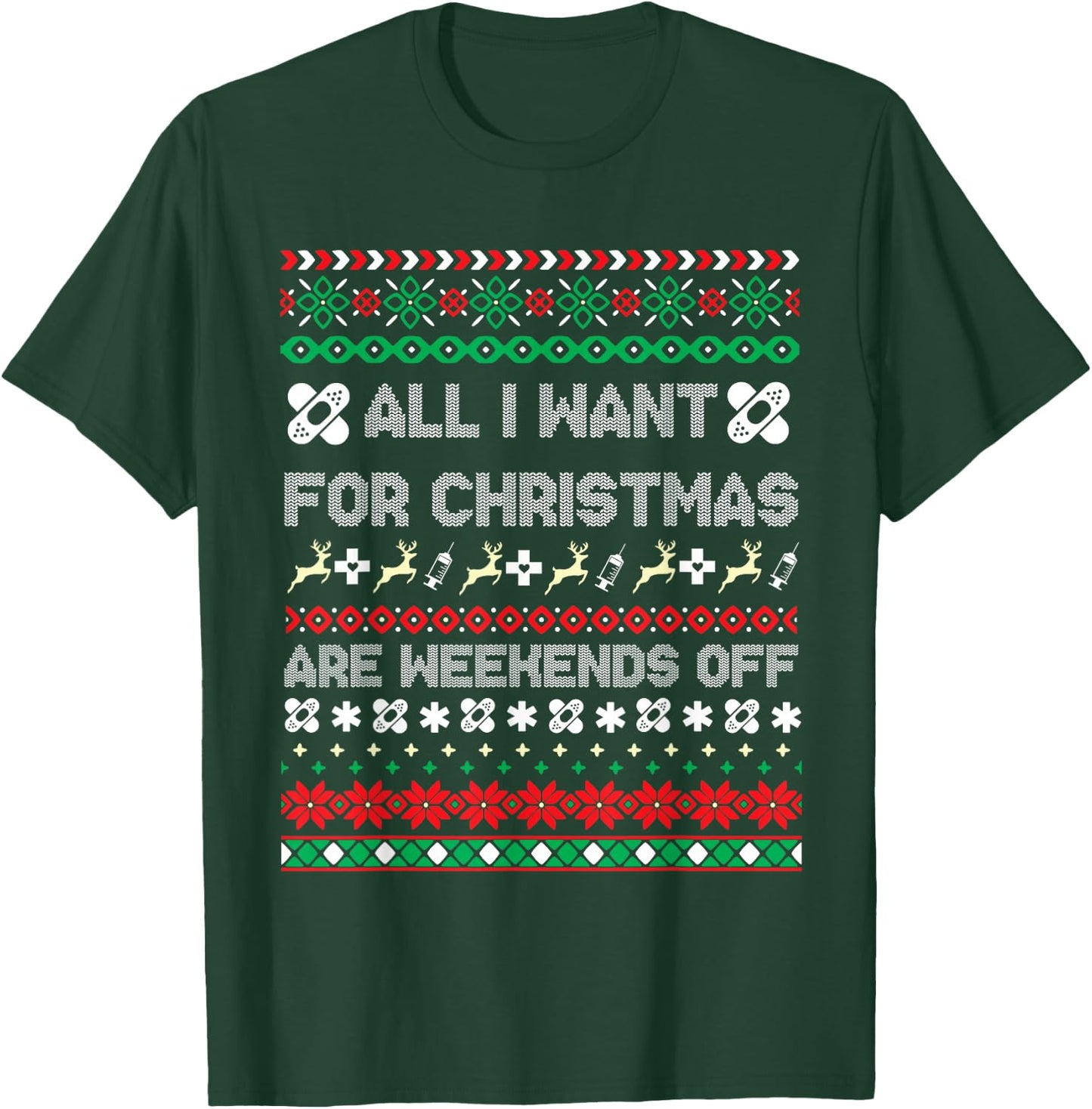 Christmas Nurse Ugly Christmas Sweater T-Shirt - T-Shirt | Forest