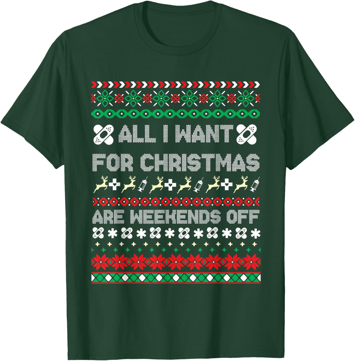 Christmas Nurse Ugly Christmas Sweater T-Shirt - T-Shirt | Forest