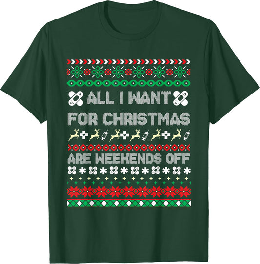 Christmas Nurse Ugly Christmas Sweater T-Shirt - T-Shirt | Forest