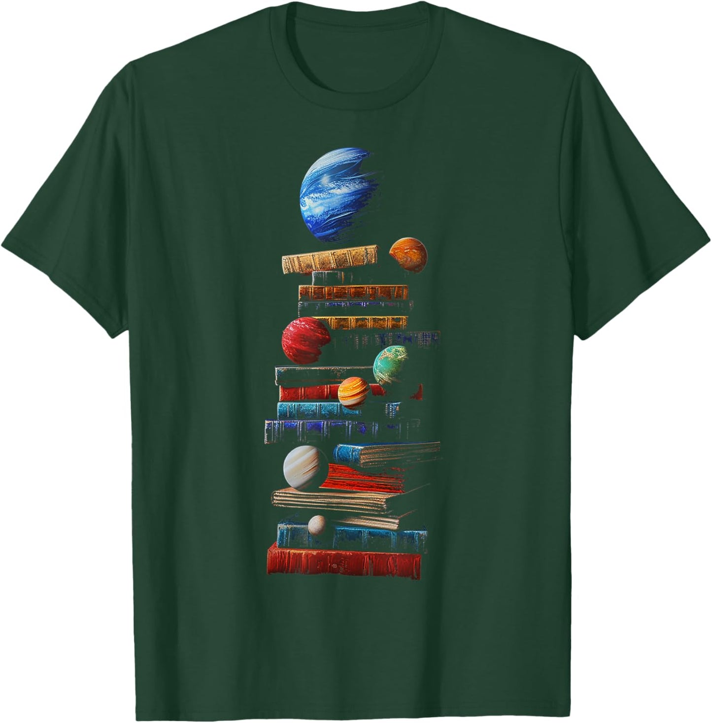 Book Space Graphic Planets Art , black T-Shirt - T-Shirt | Forest
