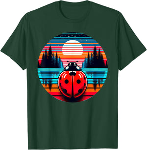 Ladybug Insect Sunset Retro Style Vintage 80s 70s T-Shirt - T-Shirt | Forest