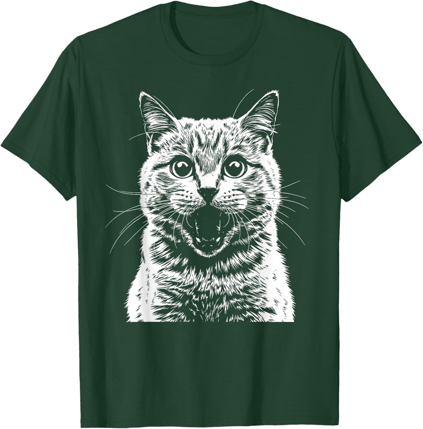 Silhouette Cat Head Illustration Idea Cat Design , Black, S T-Shirt - T-Shirt | Forest