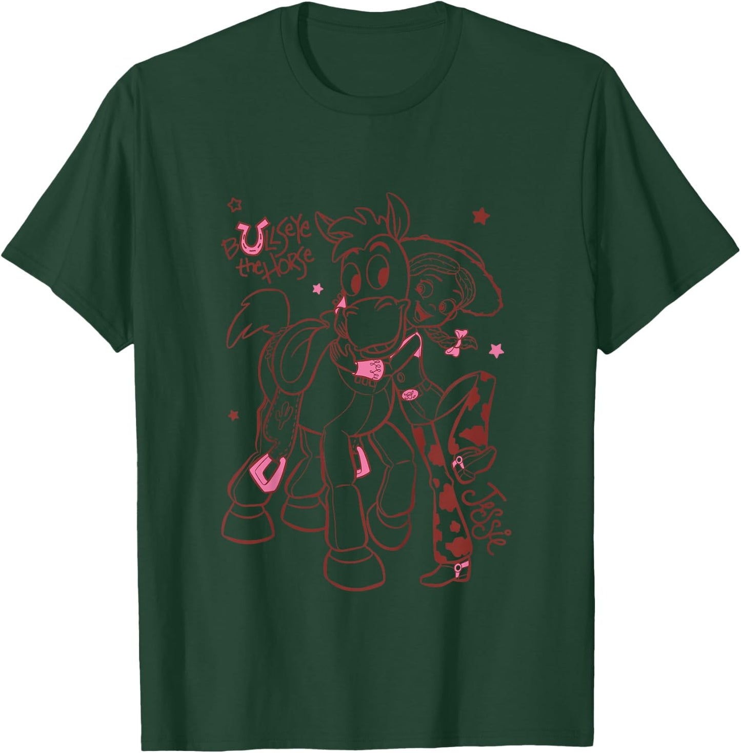 Kids Pixar Toy Story Jessie And Bullseye Outline , Pink, 2 T-Shirt - T-Shirt | Forest