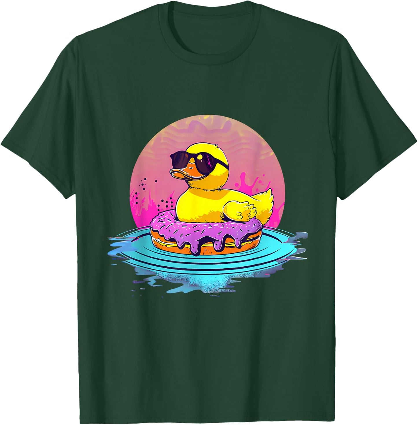 Rubber Duckie Donut Rubber Duckling Sunset Rubber Duck T-Shirt - T-Shirt | Forest