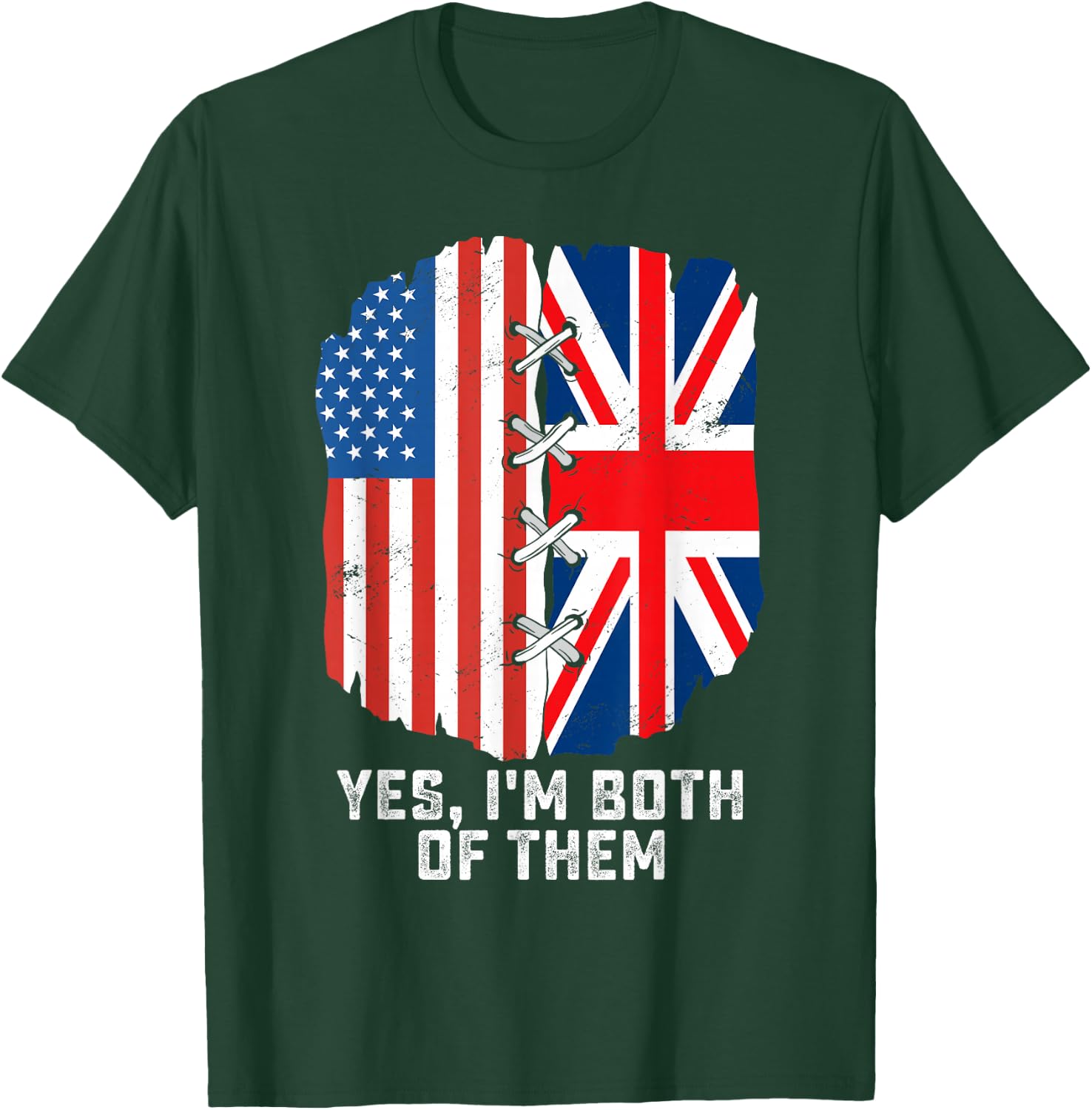 Yes, I'm Both Of Them Half American Half British Heritage T-Shirt - T-Shirt | Forest