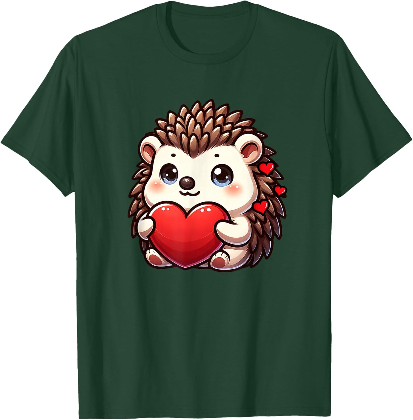 Valentines Hedgehog Heart Lover Funny Boys Girls Women T-Shirt - T-Shirt | Forest