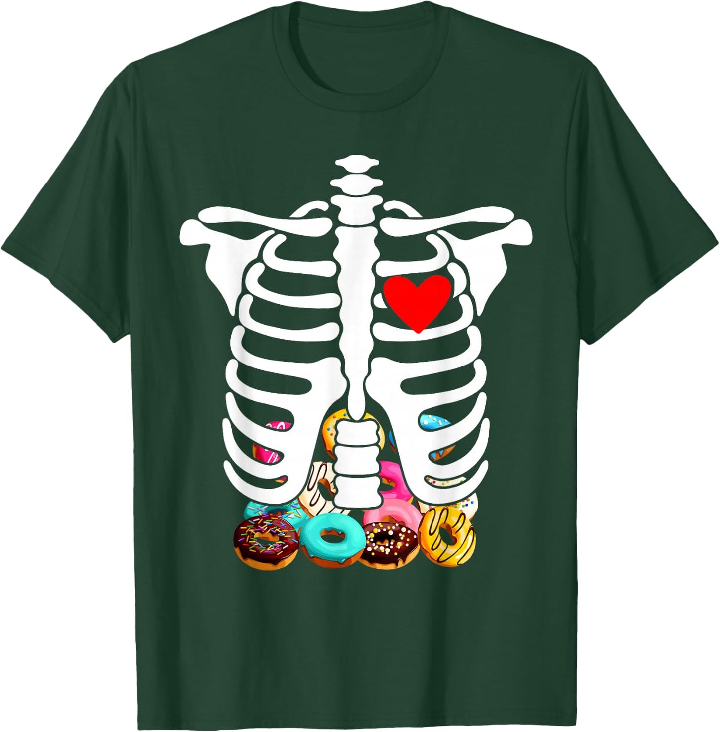 Rib Cage Skeleton X-Ray Donuts Halloween Skeleton Costume T-Shirt - T-Shirt | Forest