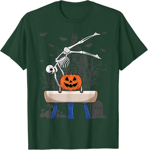 Skeleton Gymnastics Halloween Pumpkin Horizontal Bar