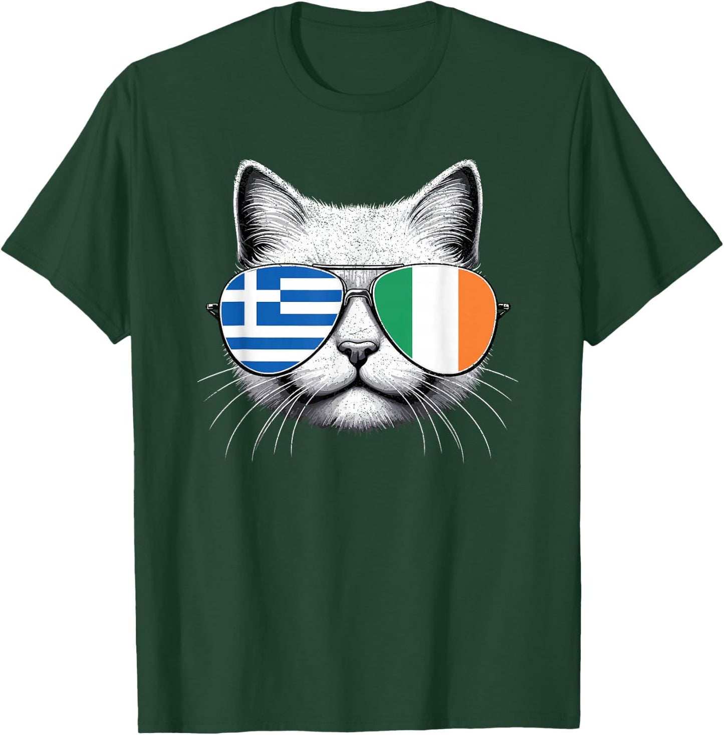 Greek Irish Flag Funny Cat Greece Ireland Mix Heritage T-Shirt - T-Shirt | Forest