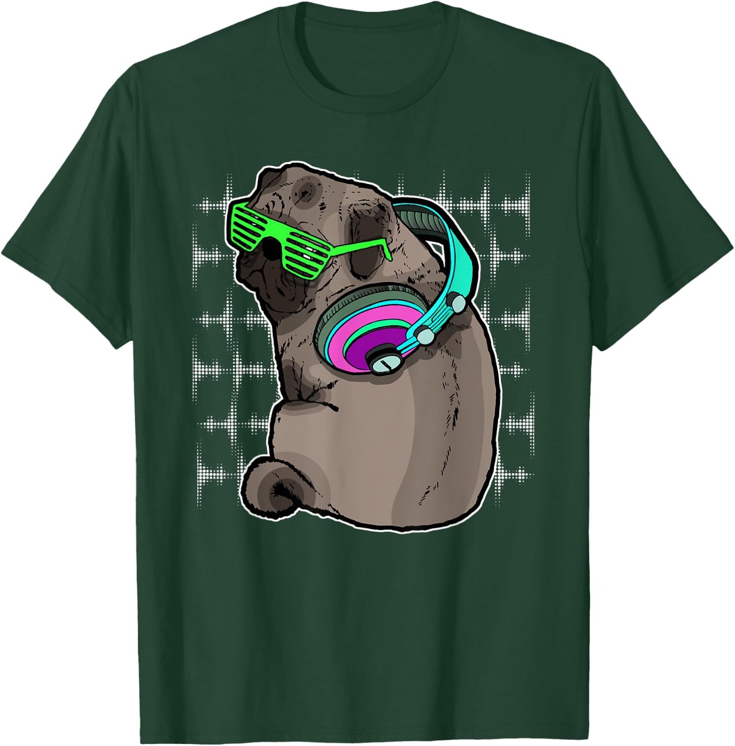 Pug Dj Music Lover Headphones Sound Funny Gift T-Shirt - T-Shirt | Forest