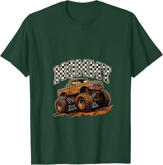 Women's Mommy Monster Truck Funny Racing Mom Birthday V-Neck T-Shirt - T-Shirt | Forest
