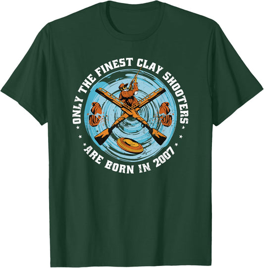 Clay Shooters Vintage 2007 birthday clay-pigeons shooting T-Shirt - T-Shirt | Forest