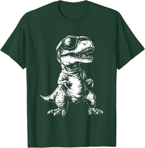 dinCo. Funny T-Rex Sunglasses - , Black, Small, Short Sleeve T-Shirt - T-Shirt | Forest