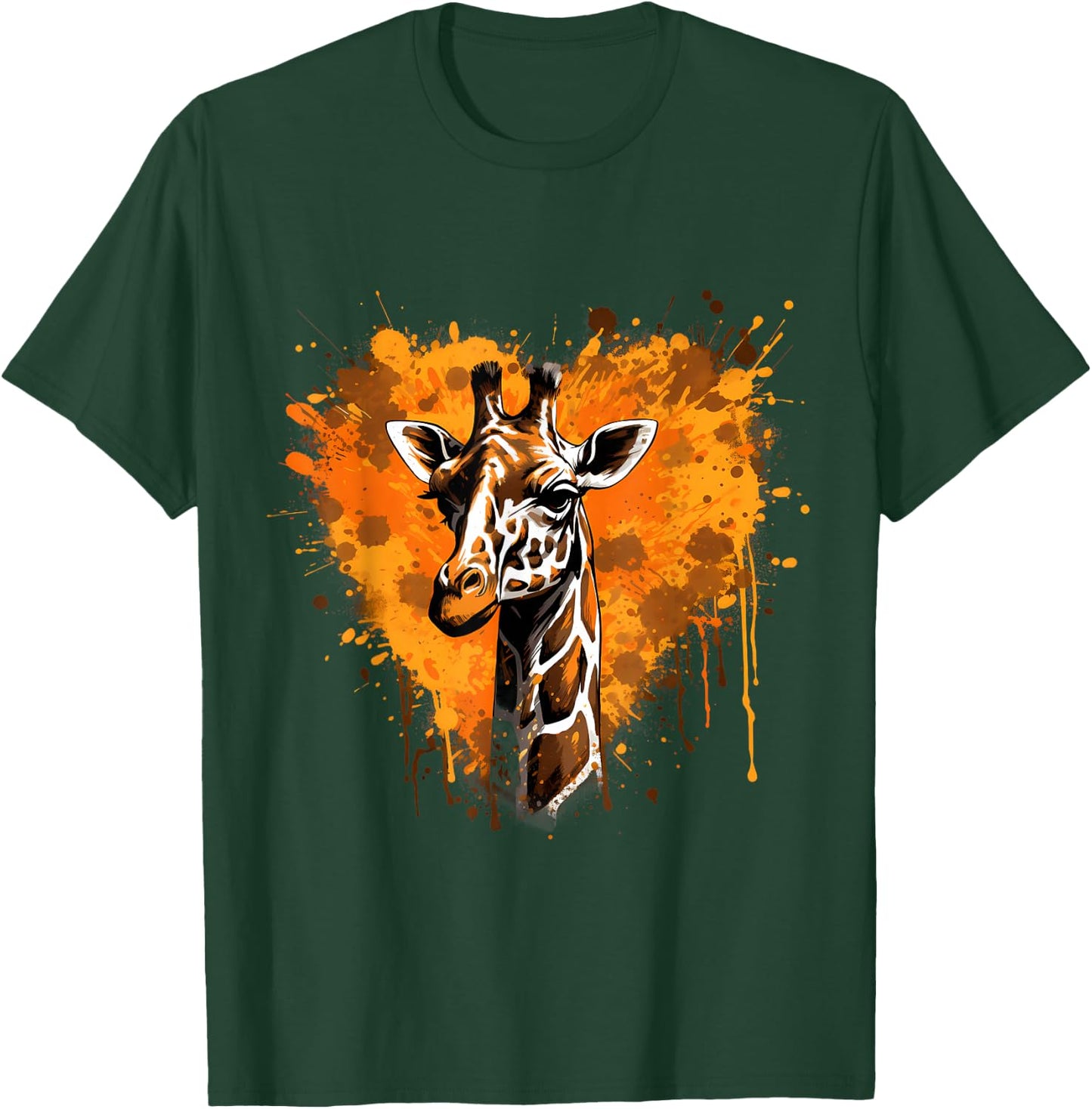 Giraffe Splash Heart Artwork Wildlife Animal Art Portrait T-Shirt - T-Shirt | Forest