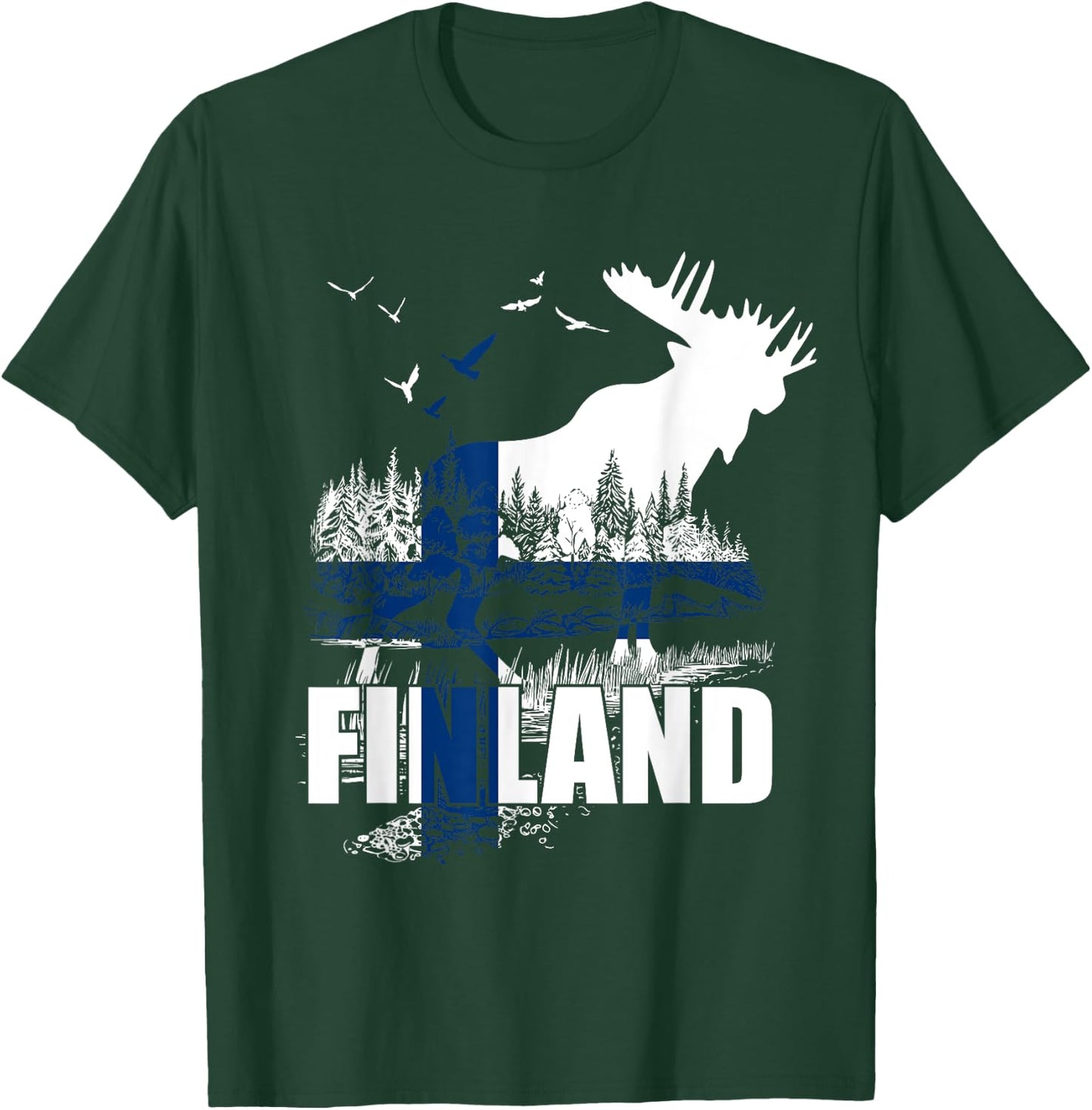 Finland Flag Moose Finland T-Shirt - T-Shirt | Forest