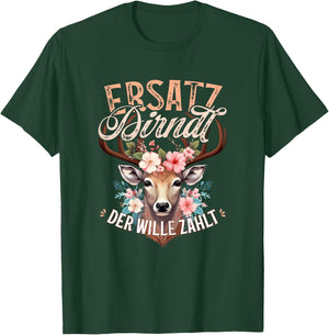 Trachten Tracht Trachtenshirt Damen, Kurzarm Ersatz Dirndl , Schwarz T-Shirt - T-Shirt | Forest