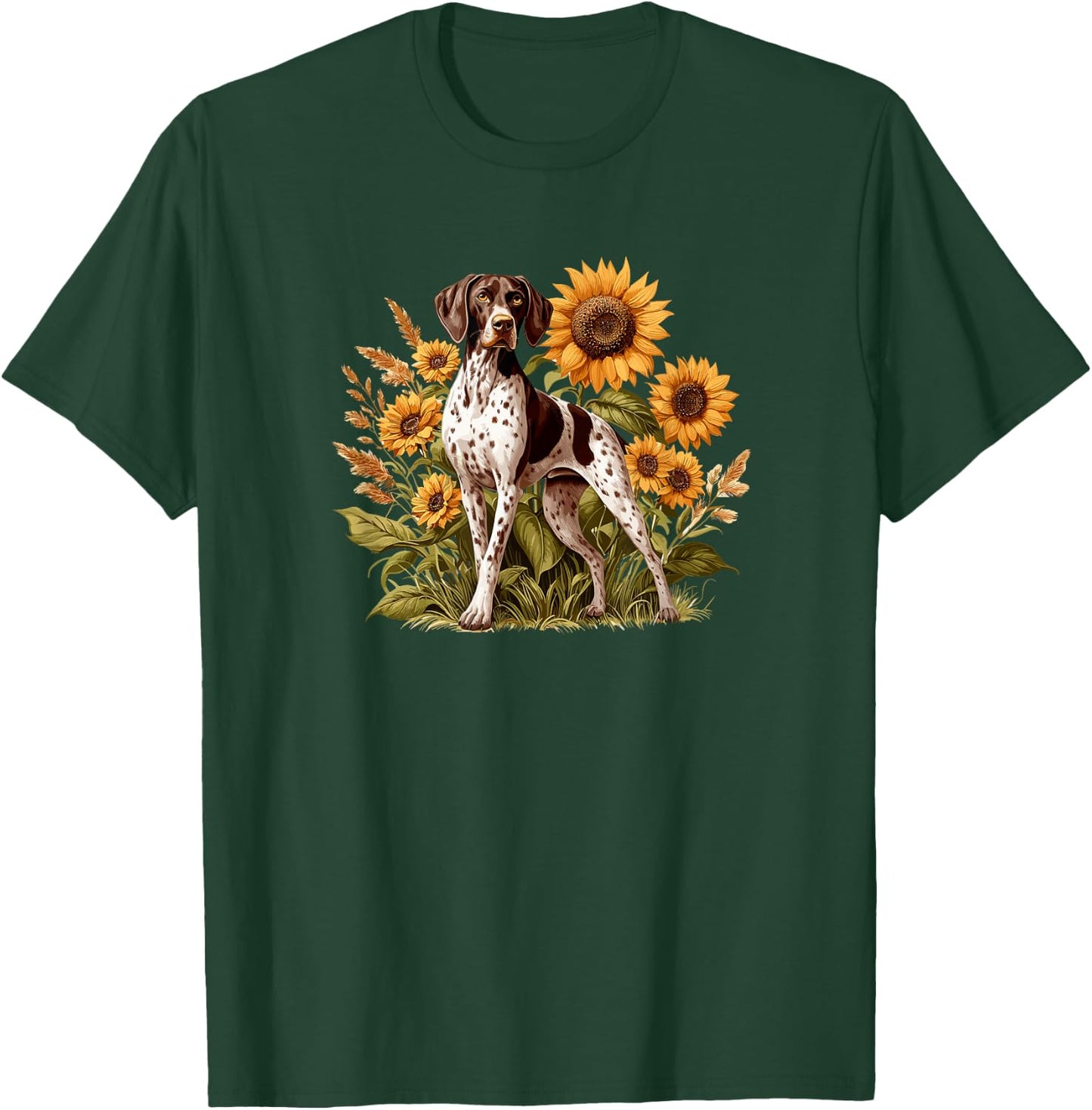 GSP Hunting Dog Sunflowers German Shorthaired Pointer T-Shirt - T-Shirt | Forest