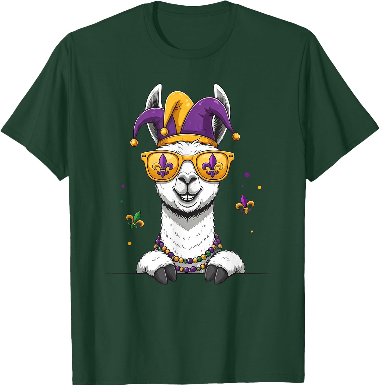 Funny Llama Mardi Gras Festival Carnival Kids T-Shirt - T-Shirt | Forest