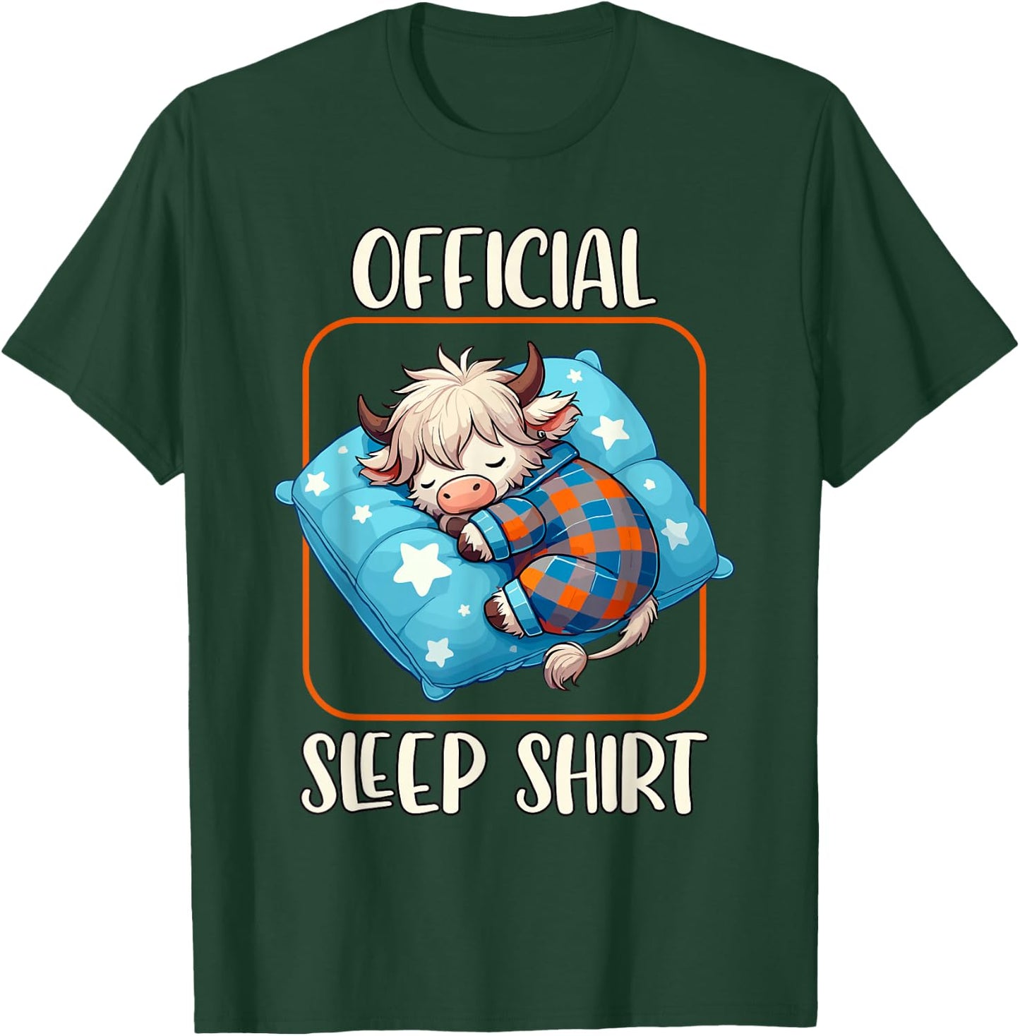 Highland Cow, Official Sleepshirt Nightgown Nightshirt Sleep T-Shirt - T-Shirt | Forest