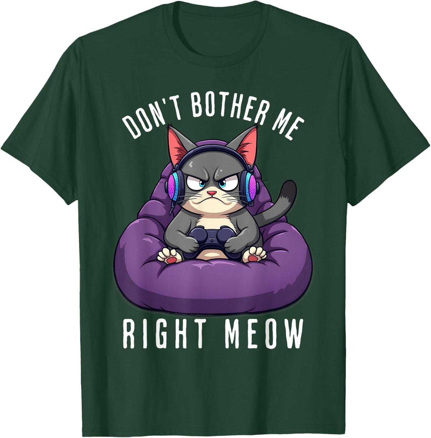 Funny Gamer Cat Gaming For Video Gamers Boys Men T-Shirt - T-Shirt | Forest