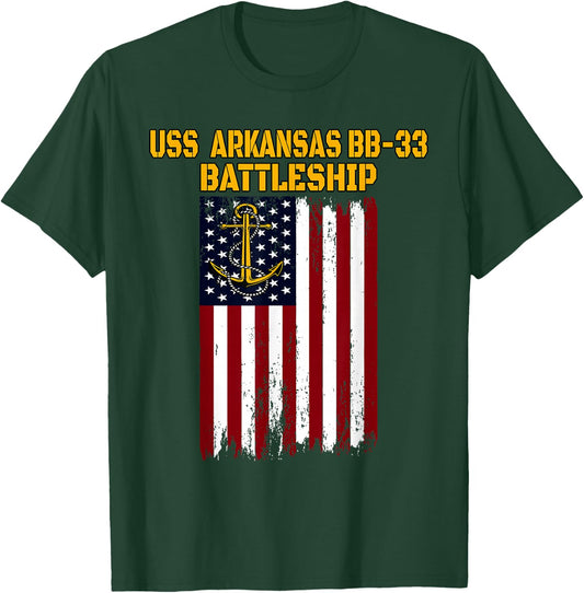 Battleship USS Arkansas BB-33 Warship Veteran Father Grandpa T-Shirt - T-Shirt | Forest