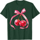 Coquette Preppy Pink Bow Cherry Disco Ball Y2K Aesthetic , black, S T-Shirt - T-Shirt | Forest