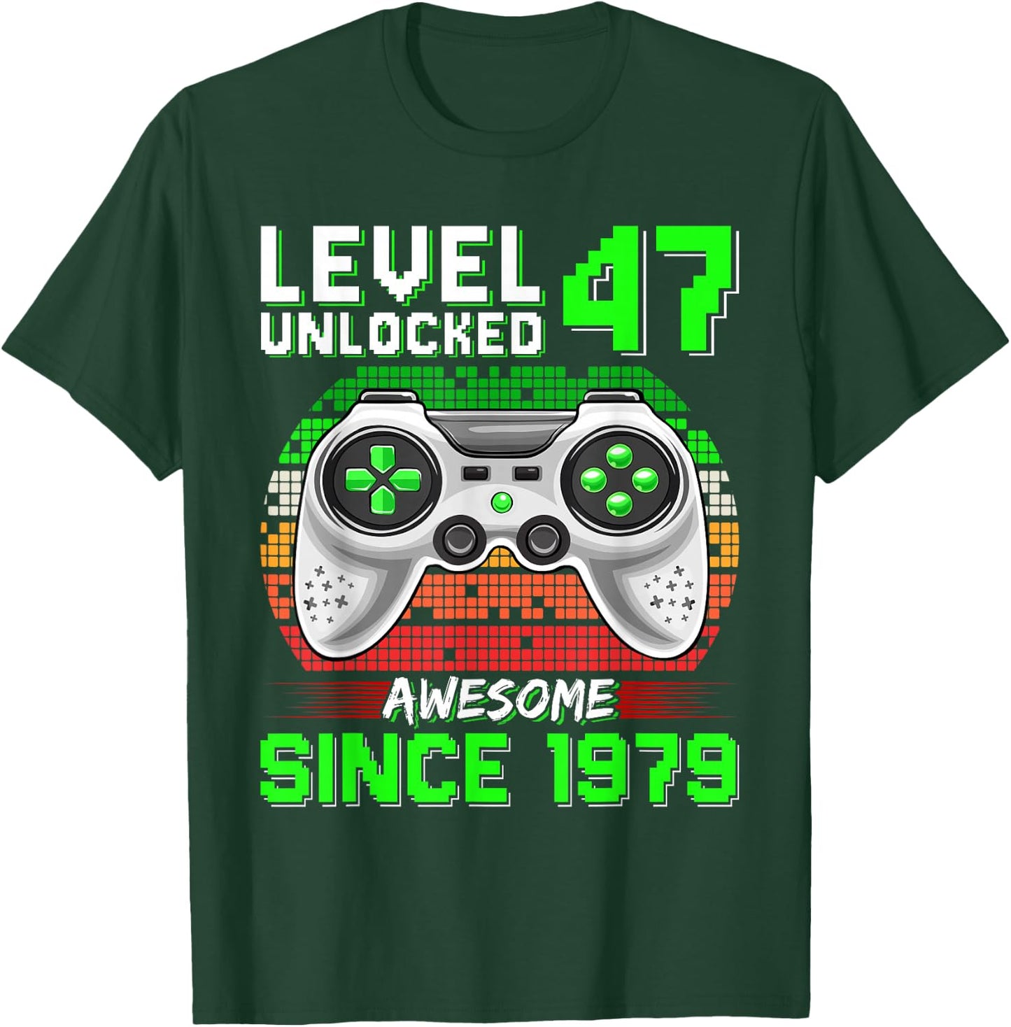 Level 47 Unlocked Awesome Since 1979 Video Gamer 47th Bday T-Shirt - T-Shirt | Forest