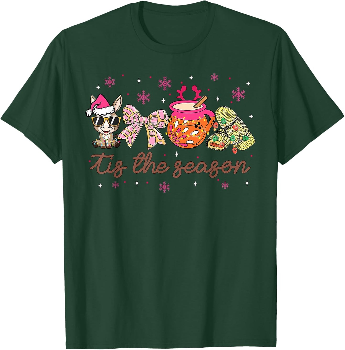 Tis The Season Tamales Mexican Coquette Bow Cafe De Olla T-Shirt - T-Shirt | Forest