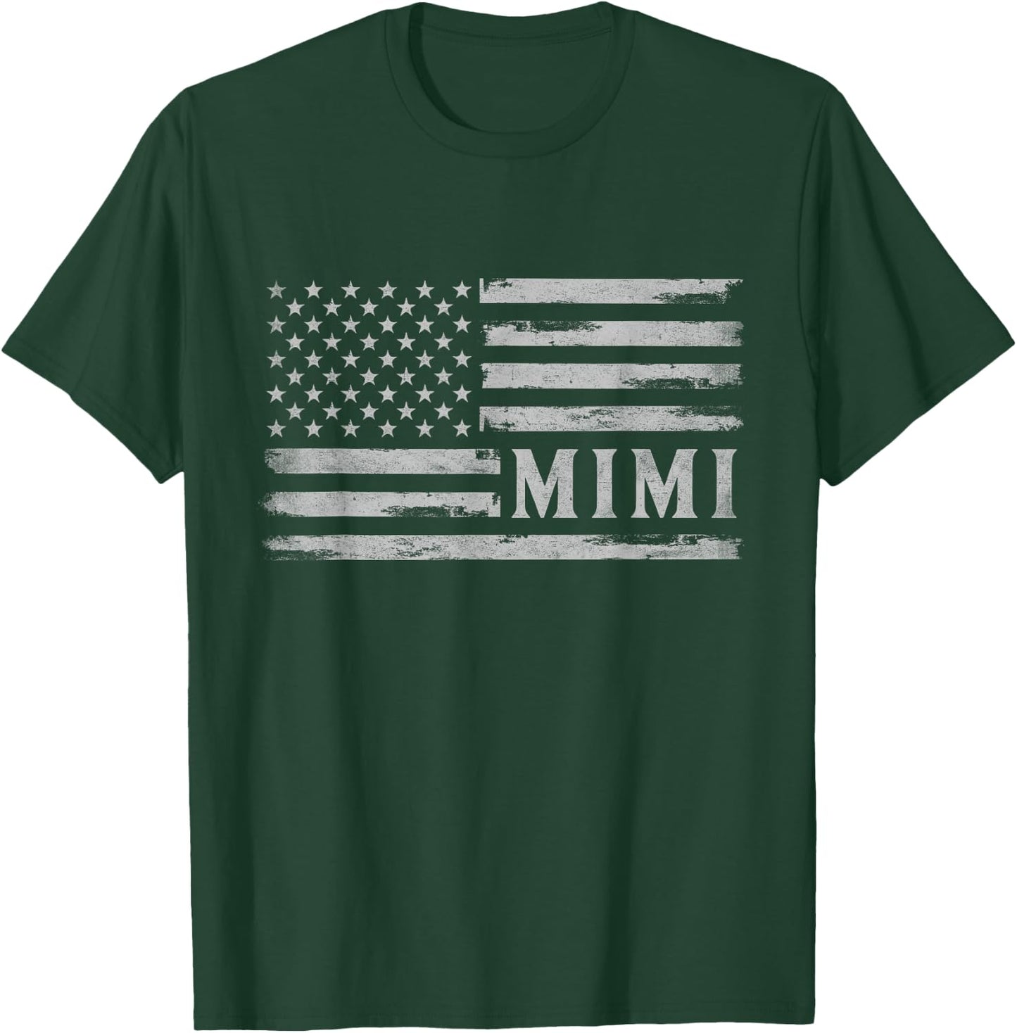 Mimi Grey Vintage USA Flag Mother's Day Grandma T-Shirt - T-Shirt | Forest