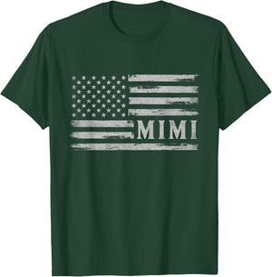 Mimi Grey Vintage USA Flag Mother's Day Grandma T-Shirt - T-Shirt | Forest
