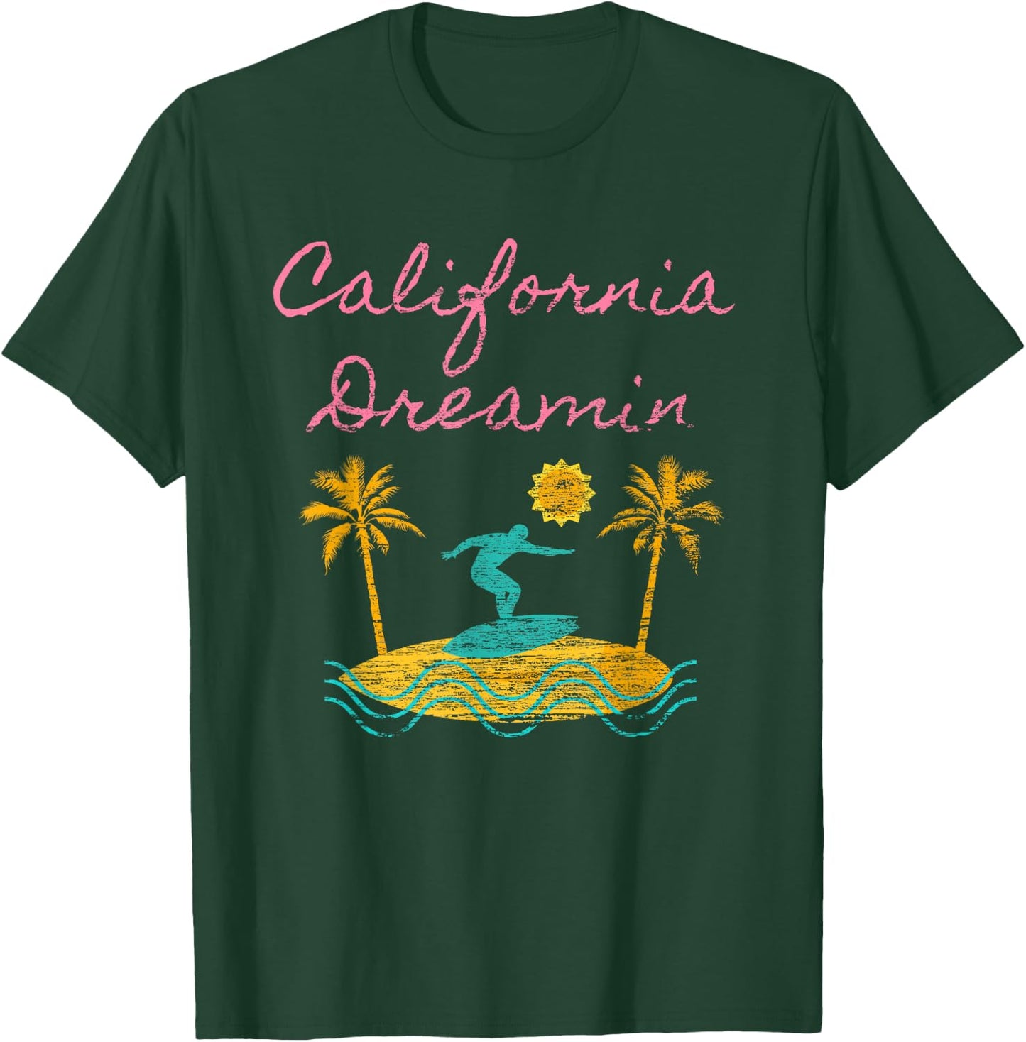 California Dreamin Surfing Retro Dreaming T-Shirt - T-Shirt | Forest