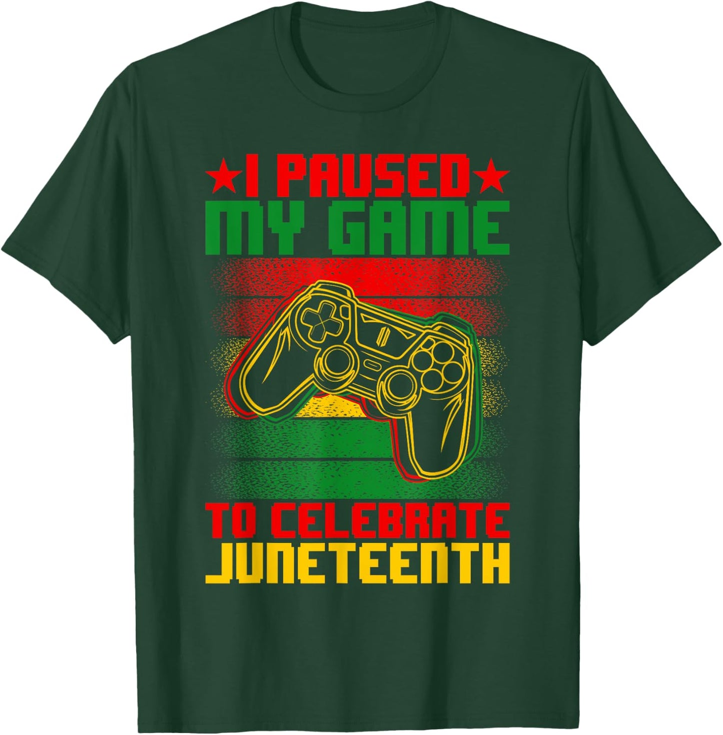 I Paused My Game To Celebrate Juneteenth Black Afro Men Boys T-Shirt - T-Shirt | Forest