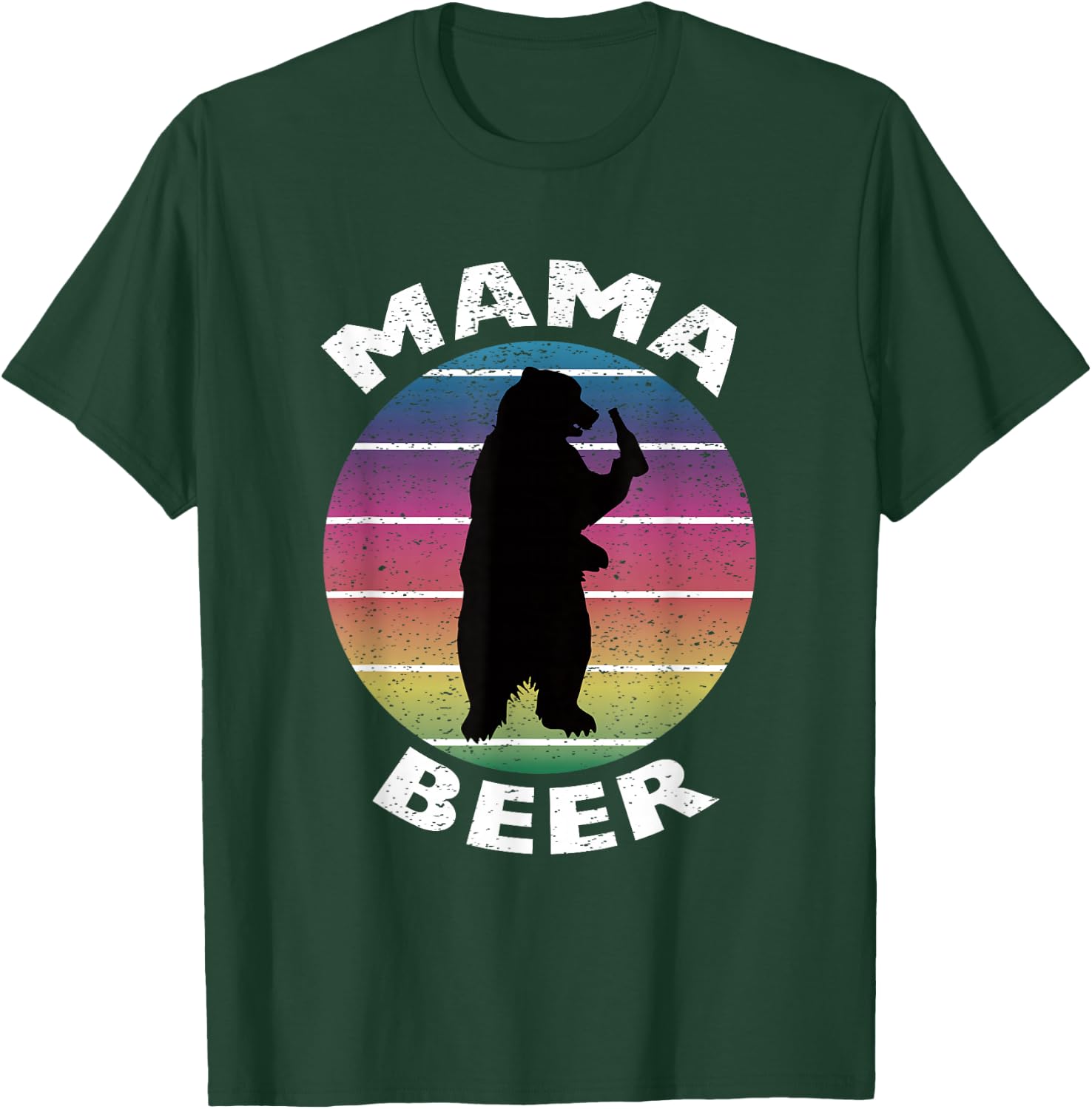 Funny Mama Beer Retro Bear Drinking Beer Cool T-Shirt - T-Shirt | Forest