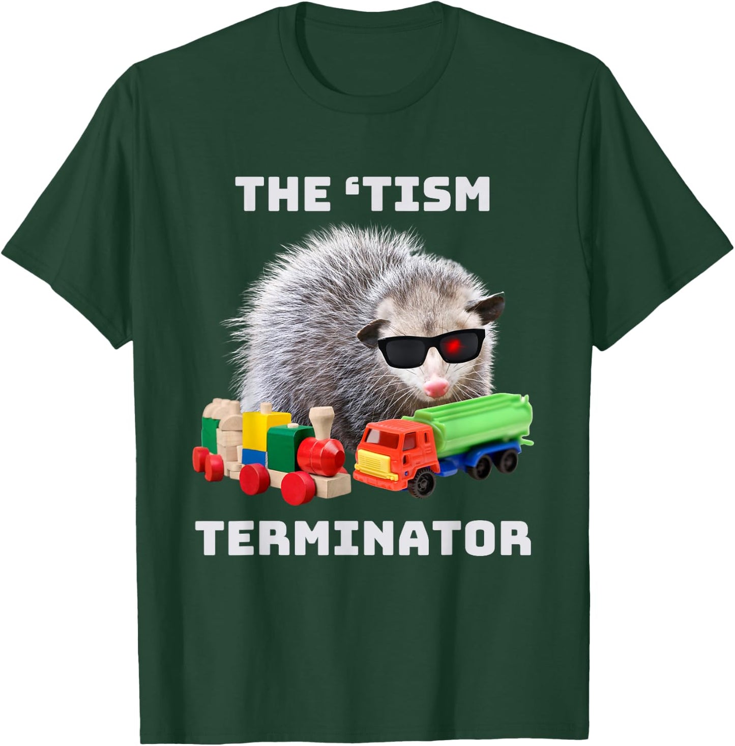 Autism Funny The Tism Meme Autistic Opossum Train Novelty T-Shirt - T-Shirt | Forest