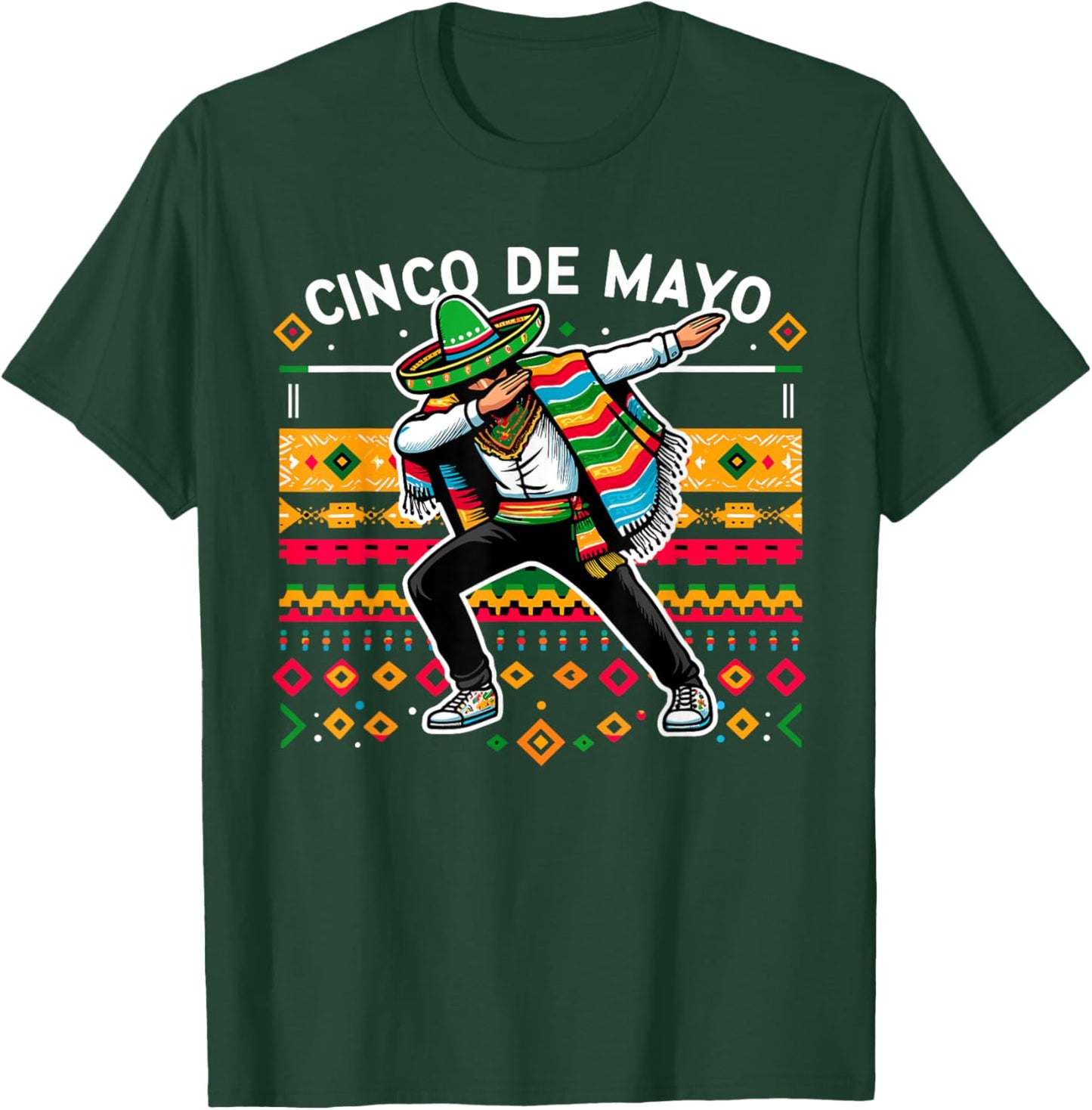 Dabbing Mexican Poncho Cinco De Mayo Fiesta T-Shirt - T-Shirt | Forest