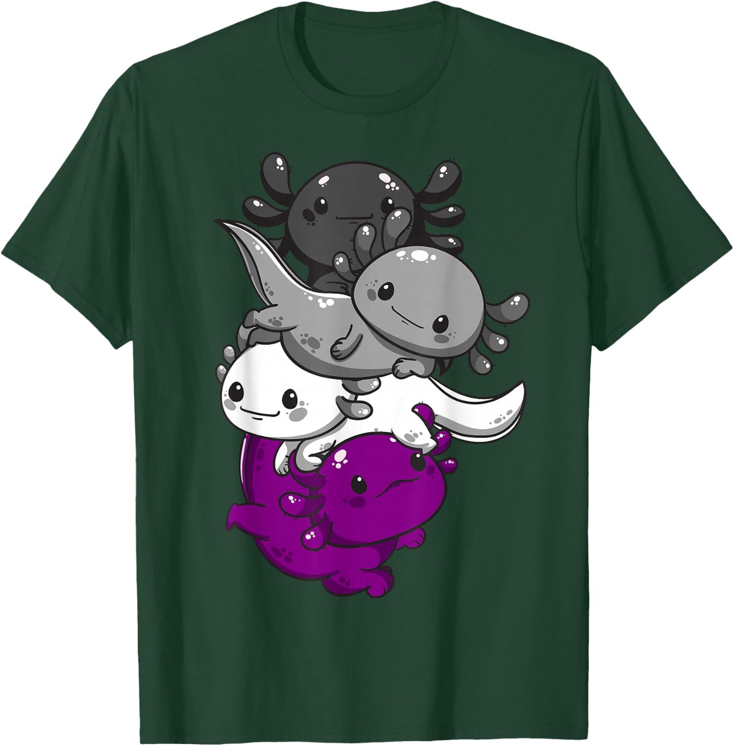 Subtle Asexual Kawaii Axolotl Pride Flag T-Shirt - T-Shirt | Forest