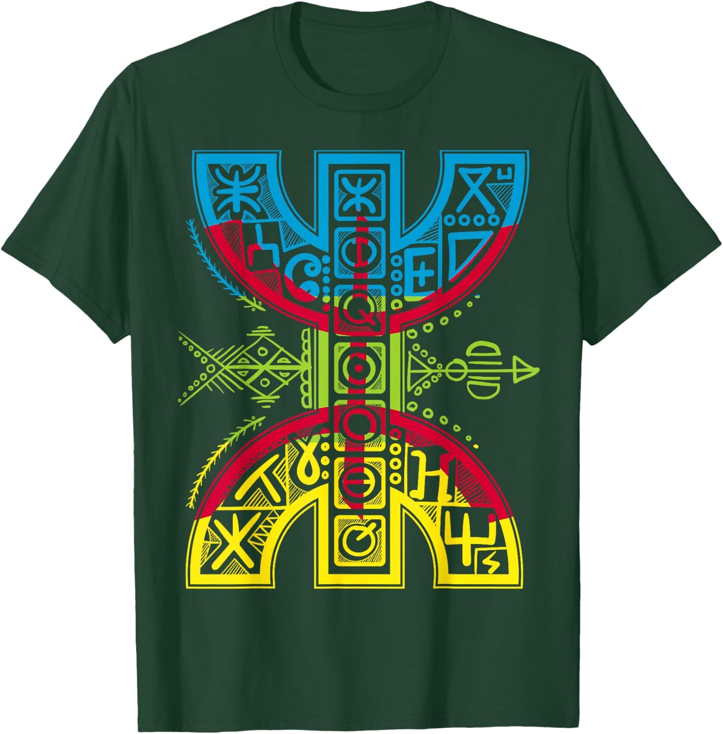 Amazigh Flag with YAZ Tifinagh Symbol Berbers Libere , Black T-Shirt - T-Shirt | Forest