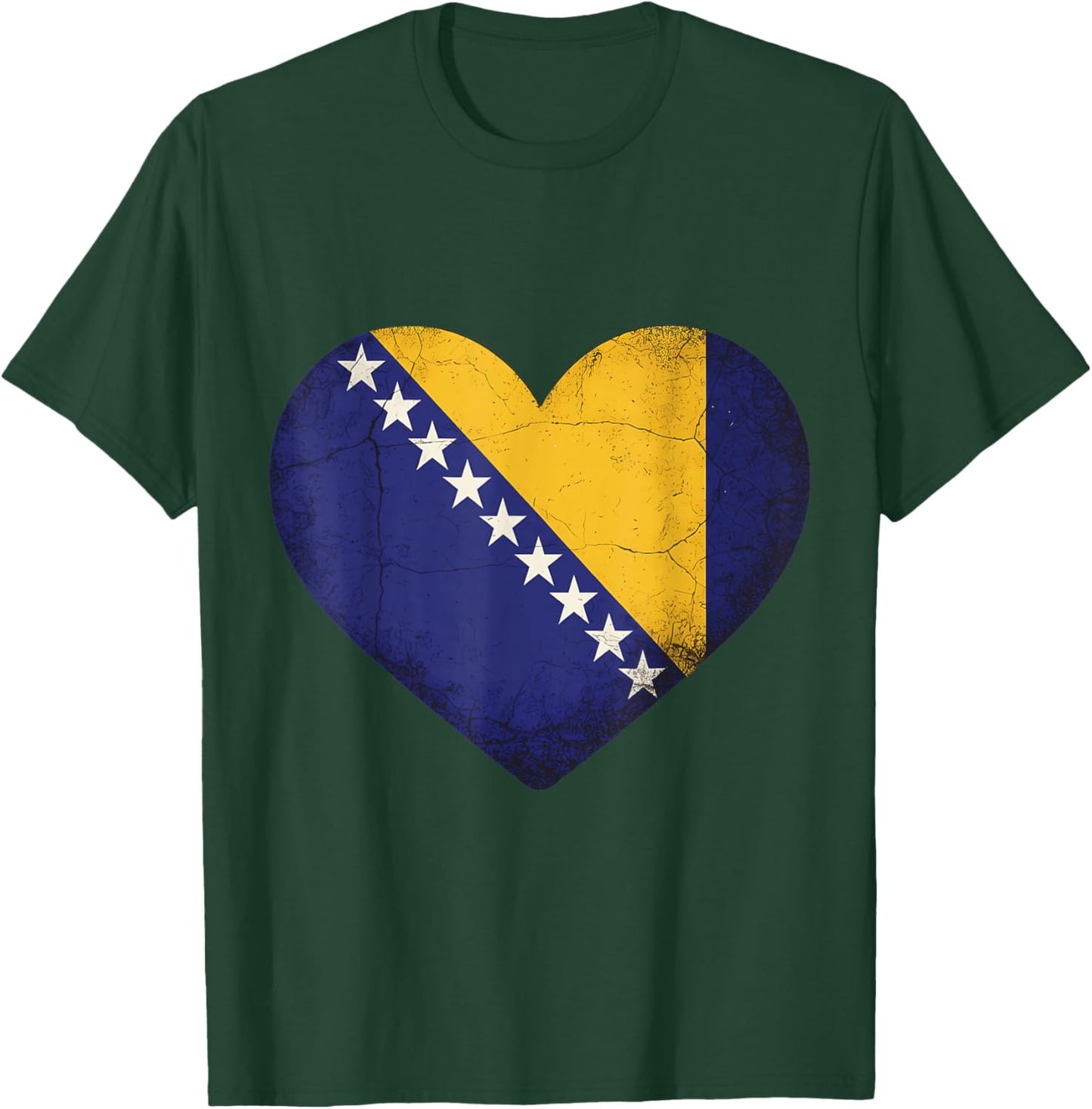 Bosnia Flag Heart Bosnia and Herzegovina Roots T-Shirt - T-Shirt | Forest