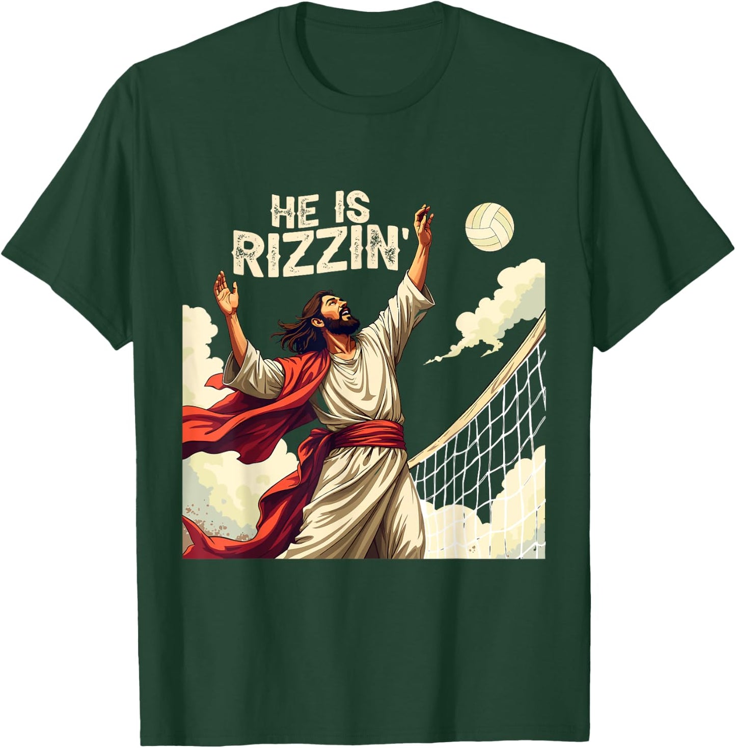 He Is Rizzin Jesus Meme Quote Shirt Funny Volleyball Lover T-Shirt - T-Shirt | Forest