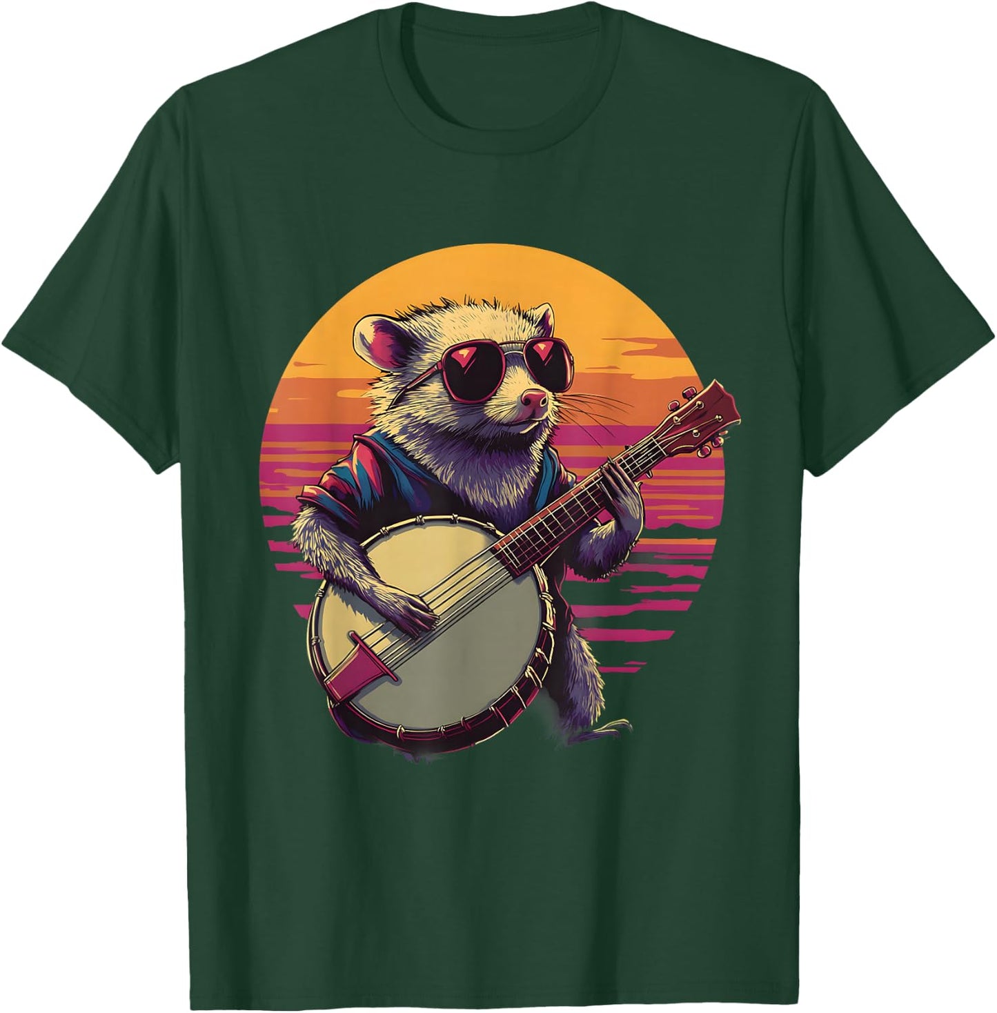 Banjo Possum Bluegrass Banjo Player Opossum Playing Banjo T-Shirt - T-Shirt | Forest
