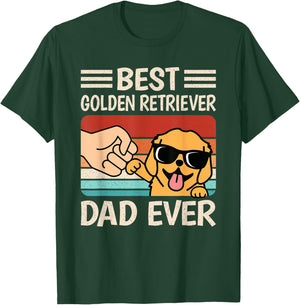 Best Golden Retriever Dad Ever Funny Dog Lover Retro Men T-Shirt - T-Shirt | Forest