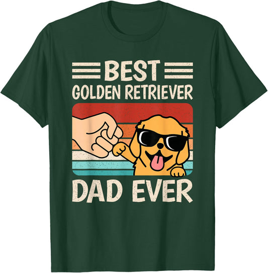 Best Golden Retriever Dad Ever Funny Dog Lover Retro Men T-Shirt - T-Shirt | Forest