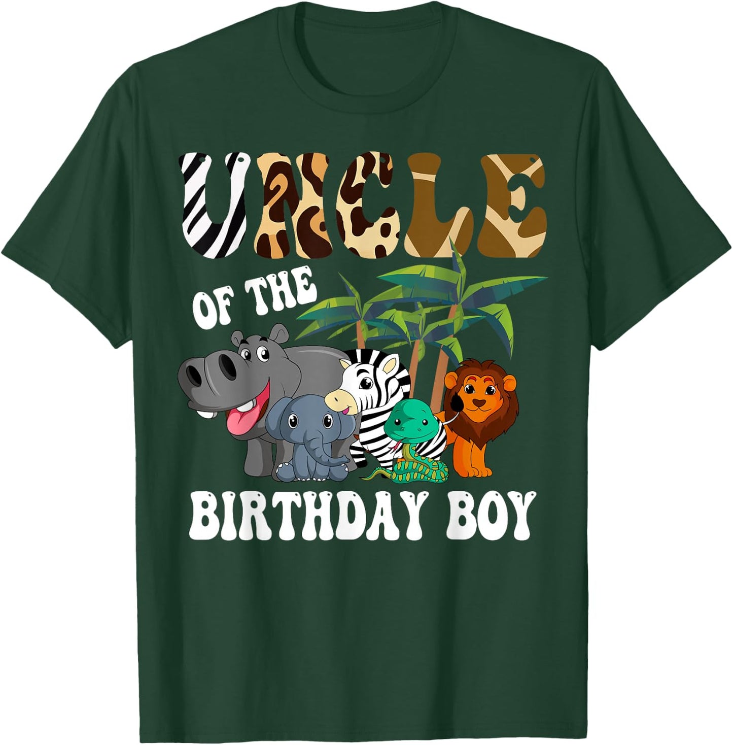 Uncle of the Birthday Boy Zoo Bday Safari Celebration T-Shirt - T-Shirt | Forest