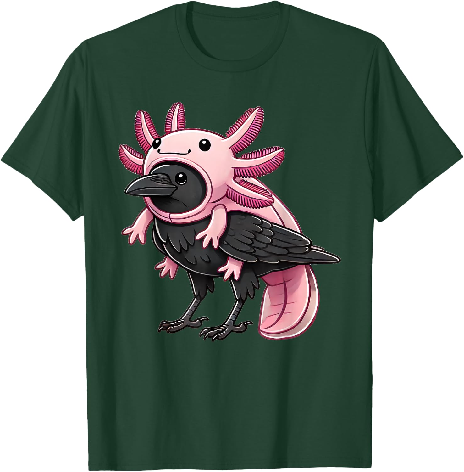 Kawaii Crow Raven Bird Axolotl Costume T-Shirt - T-Shirt | Forest