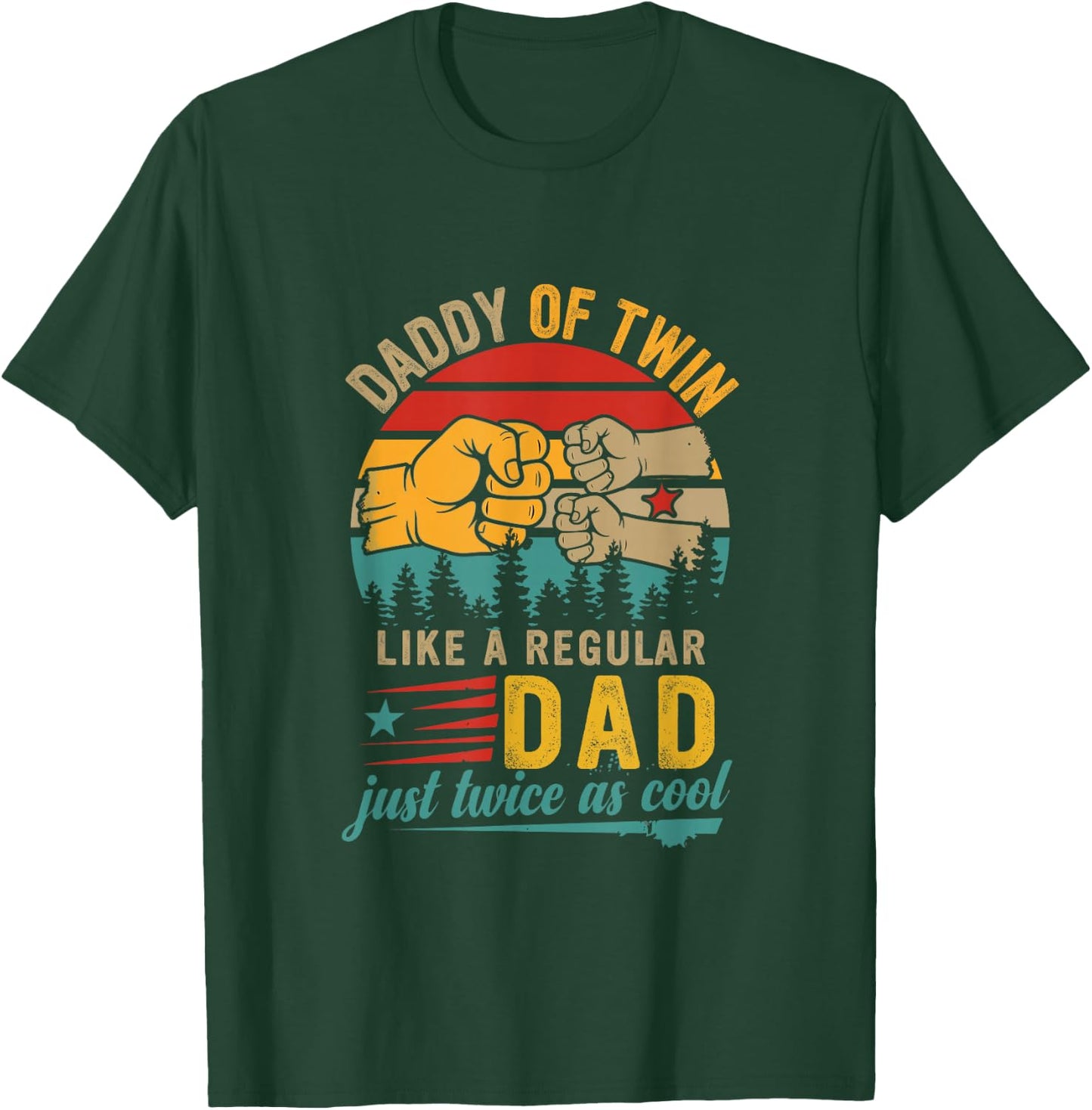 Vintage Daddy of Twin Definition Twice Cool Father's Day T-Shirt - T-Shirt | Forest