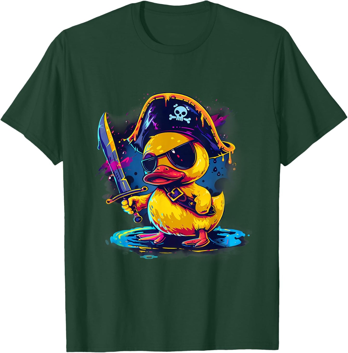 Rubber Duck Pirate Rubber Duckling Artwork Funny Rubber Duck T-Shirt - T-Shirt | Forest