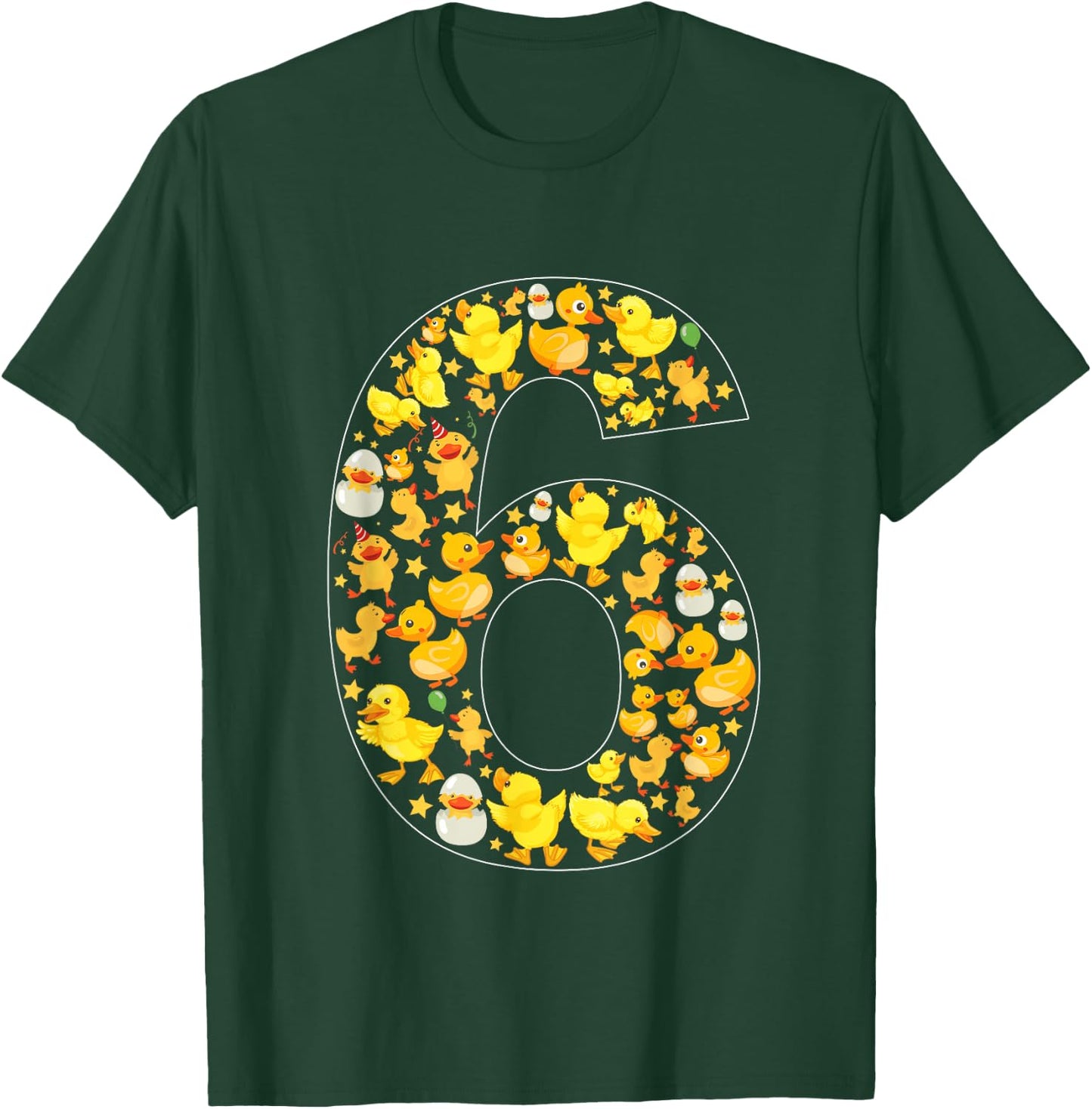 6th Birthday Cute Duck Theme 6 Year Old Boy Girl Birthday T-Shirt - T-Shirt | Forest