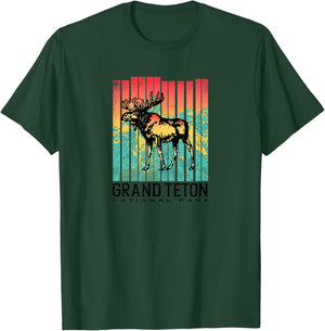 Grand Teton National Park Retro Colorful Moose T-Shirt - T-Shirt | Forest