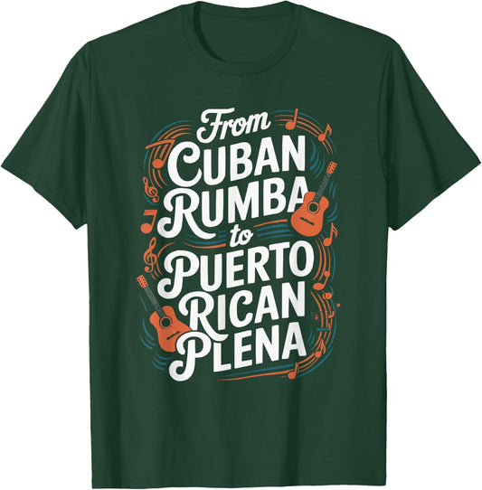 Half Cuban Half Puerto Rican Country Puerto Rico Flag Cuba T-Shirt - T-Shirt | Forest